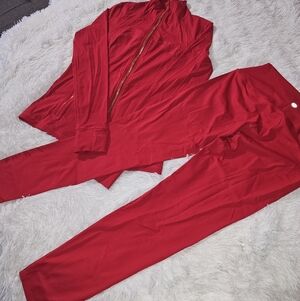 Lululemon Athletica Red Women's Leggings and Jacket Set